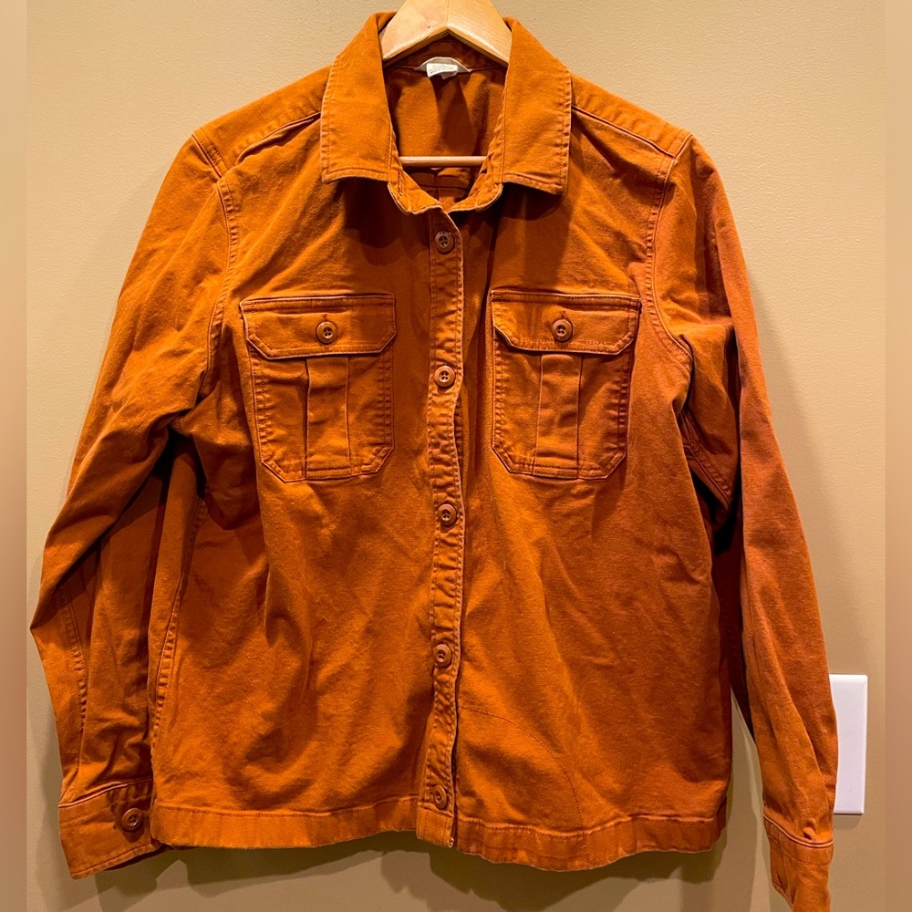 Duluth Trading Co. tan heavvy weight button up kids XL